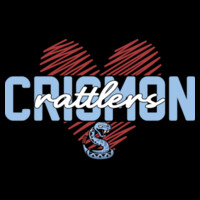 Ladies Rattlers Love Scribble Heart Flowy Crop Top Design
