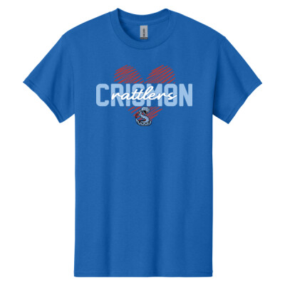 Gildan 100% Cotton Rattlers Love Scribble Heart Tee Thumbnail