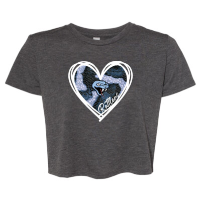 Ladies Rattlers Snakeskin Heart Flowy Crop Top Thumbnail