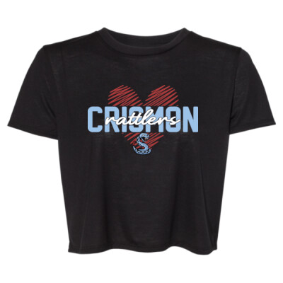 Ladies Rattlers Love Scribble Heart Flowy Crop Top Thumbnail